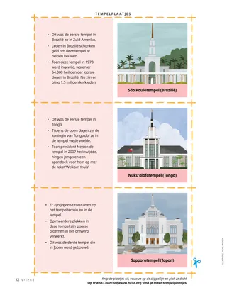 Pdf met plaatjes van de tempels in São Paulo (Brazilië), Nuku’alofa (Tonga) en Sapporo (Japan)