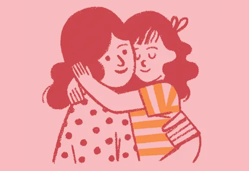 Girl hugging her mom
