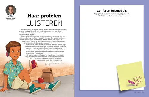 Pdf van een jongen met een koptelefoon en een tekenactiviteit voor de conferentie