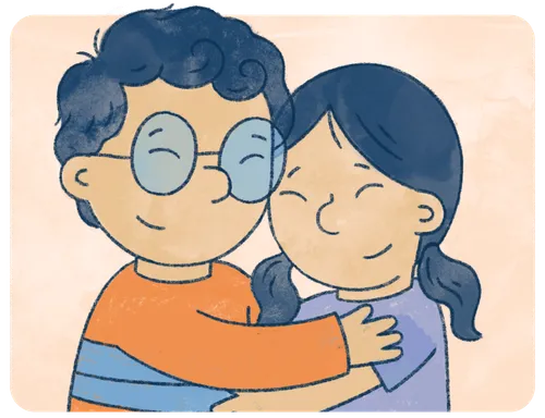 Image of a boy and girl hugging
