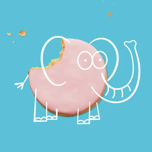 elephant drawn around a cookie
