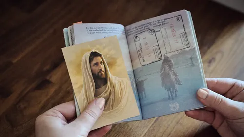 Image of the Savior inside a passport.