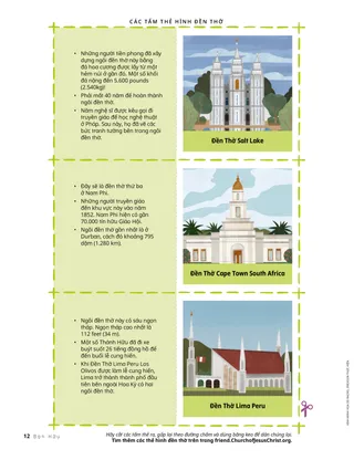 Ba tấm thẻ cắt rời có một mặt là hình minh họa ngôi đền thờ và mặt kia có những sự kiện thú vị