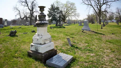 Exterior image of the John and Sarah Whitmer Gravesite inside the Far West Cemetery.