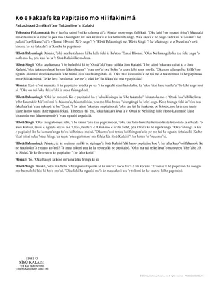 Ko e Fakaafe ke Papitaiso mo Hilifakinimá