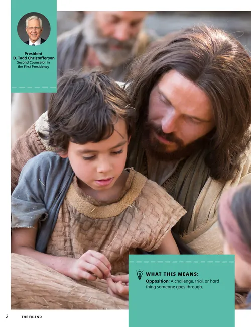Page PDF with picture of Jesus Christ and a child, and illustrations of children cutting hearts out of paper