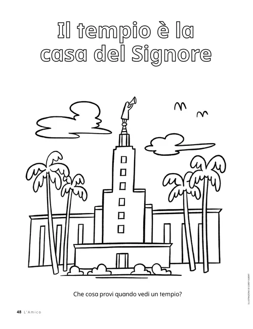 Pagina da colorare di un tempio