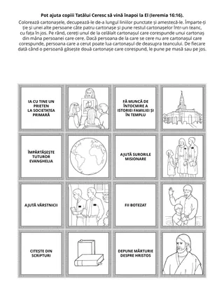 Pagină cu activități pentru Societatea Primară – Îi pot ajuta pe copiii Tatălui Ceresc să se întoarcă la El.