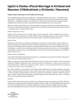 Odlomci iz poglavlja »Plural Marriage in Kirtland and Nauvoo«