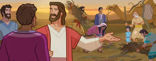 Jesus teaches the young man.