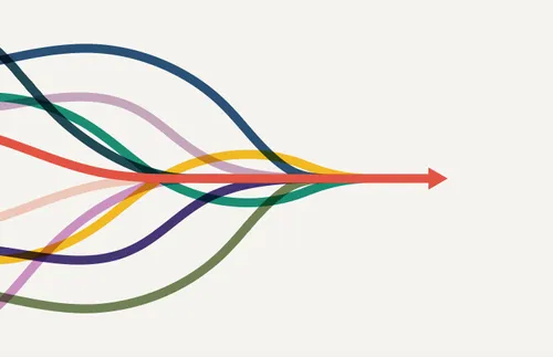 many different arrows condensing into one