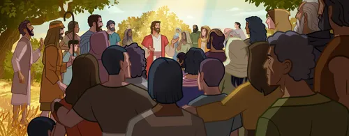 Zacchaeus tries to see Jesus in a crowd of people.
