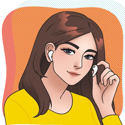 young woman with headphones