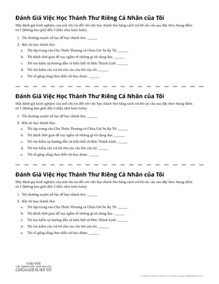 Đánh Giá Việc Học Thánh Thư Riêng Cá Nhân của Tôi