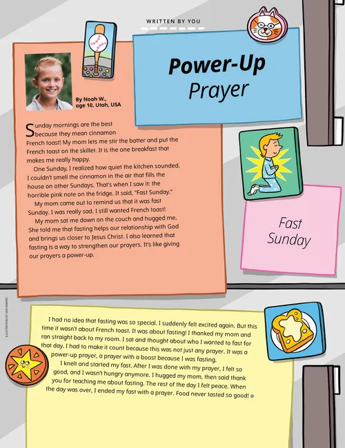 Page PDF with an illustration of a refrigerator with magnets on it