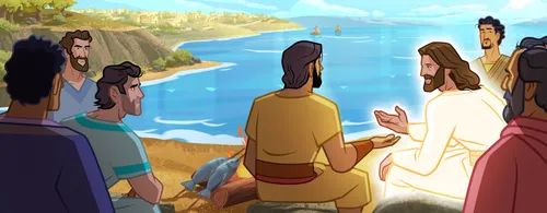 Jesus teaches Peter to take care of the people who follow Him.