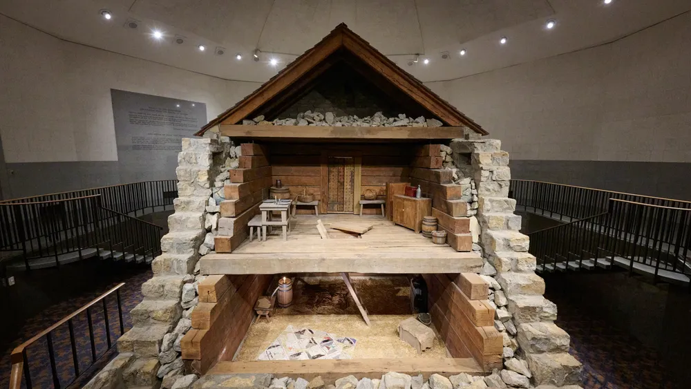 Interior images of Liberty Jail and its exhibits in Liberty, Missouri.