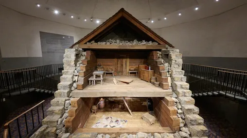 Interior images of Liberty Jail and its exhibits in Liberty, Missouri.