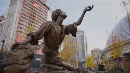 The First Vision statue on Temple Square on Friday, November 22, 2024.