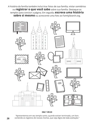 página 28 do livro de colorir Reunir a Família de Deus