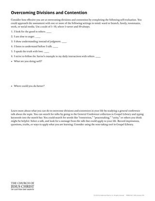 Overcoming Divisions and Contention handout