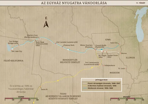 térkép a nyugatra vándorlás útvonaláról