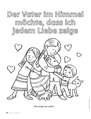 Ausmalbild von Kindern, die einander umarmen