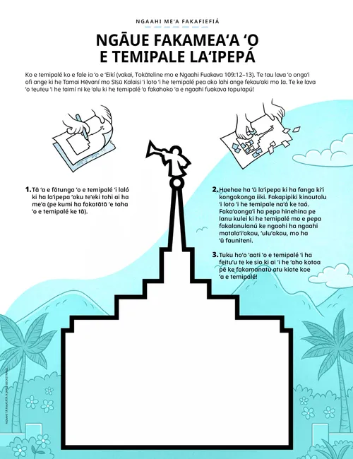 Peesi PDF mo ha fakatātā fakatapa ʻo ha temipale mo e ngaahi fakahinohino ke faʻu ha ngāue fakameaʻa ʻo hae e pepá