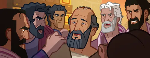 The leaders grab Stephen.