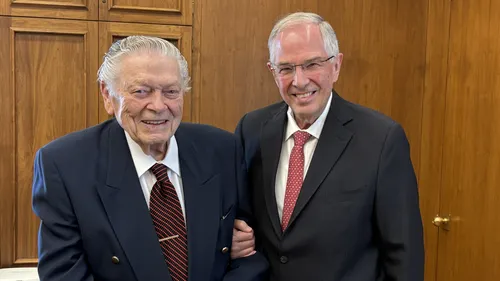Elder Robert E. Wells with Elder Neil L. Andersen