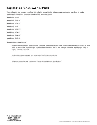 Handout: Pagsabot sa Panan-awon ni Pedro