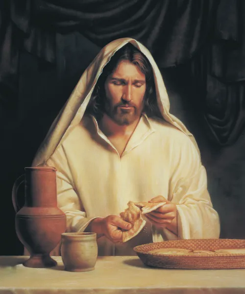 Jesus Christ preparing the sacrament for His disciples