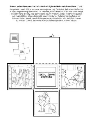 Pradinukų užduotėlių puslapis. Dievas palaimins mane, kai pasirinksiu sekti Jėzumi Kristumi