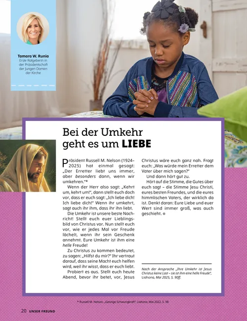 PDF: Foto von einem betenden Mädchen; Aktivität mit Herzen