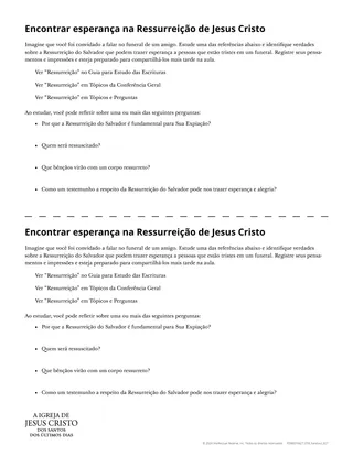 Material complementar: Encontrar esperança na Ressurreição de Jesus Cristo