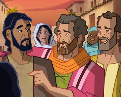 Illustrazione di Mosè che parla al popolo