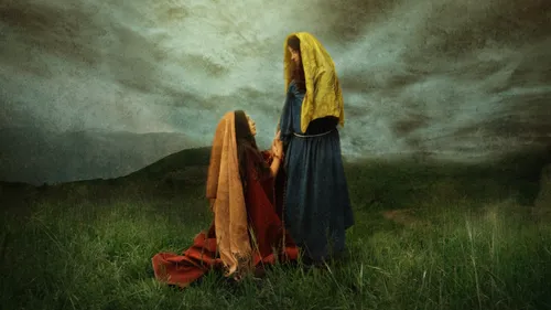 Ruth and Naomi in a field