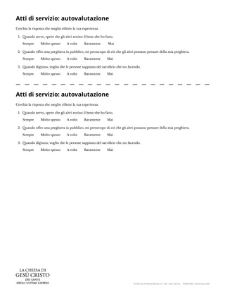 Scheda Atti di servizio: autovalutazione