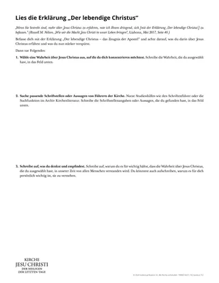 Arbeitsblatt: „Sich mit der Erklärung ‚Der lebendige Christus‘ befassen“
