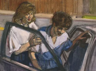 woman helping another into a car