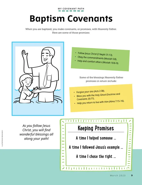 Illustration of a man baptizing a girl