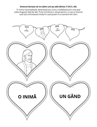 Pagină cu activități pentru Societatea Primară – Dumnezeu dorește ca noi să ne iubim unii pe alții.
