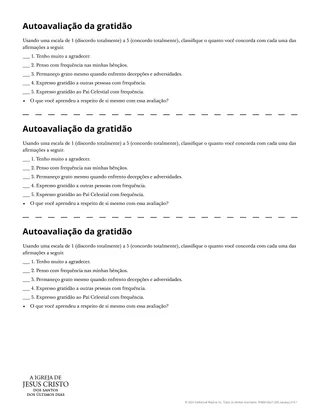 Material de apoio “Autoavaliação da gratidão”