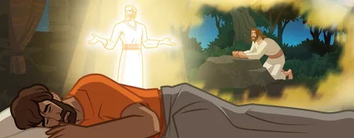 An angel appearing to Joseph.