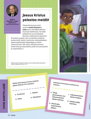PDF-sivu, jonka piirroskuvassa poika katsoo kuvaa Jeesuksesta Kristuksesta