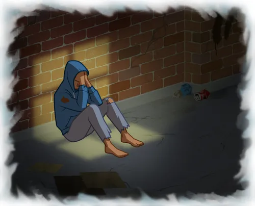 A person in need sitting alone.