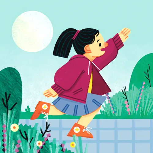 Гадаа гүйж буй охин