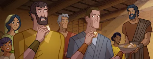 The two men taking the sacrament together.