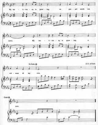 music, My Testimony Is Growing, right page