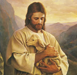 Jesus holding a lamb